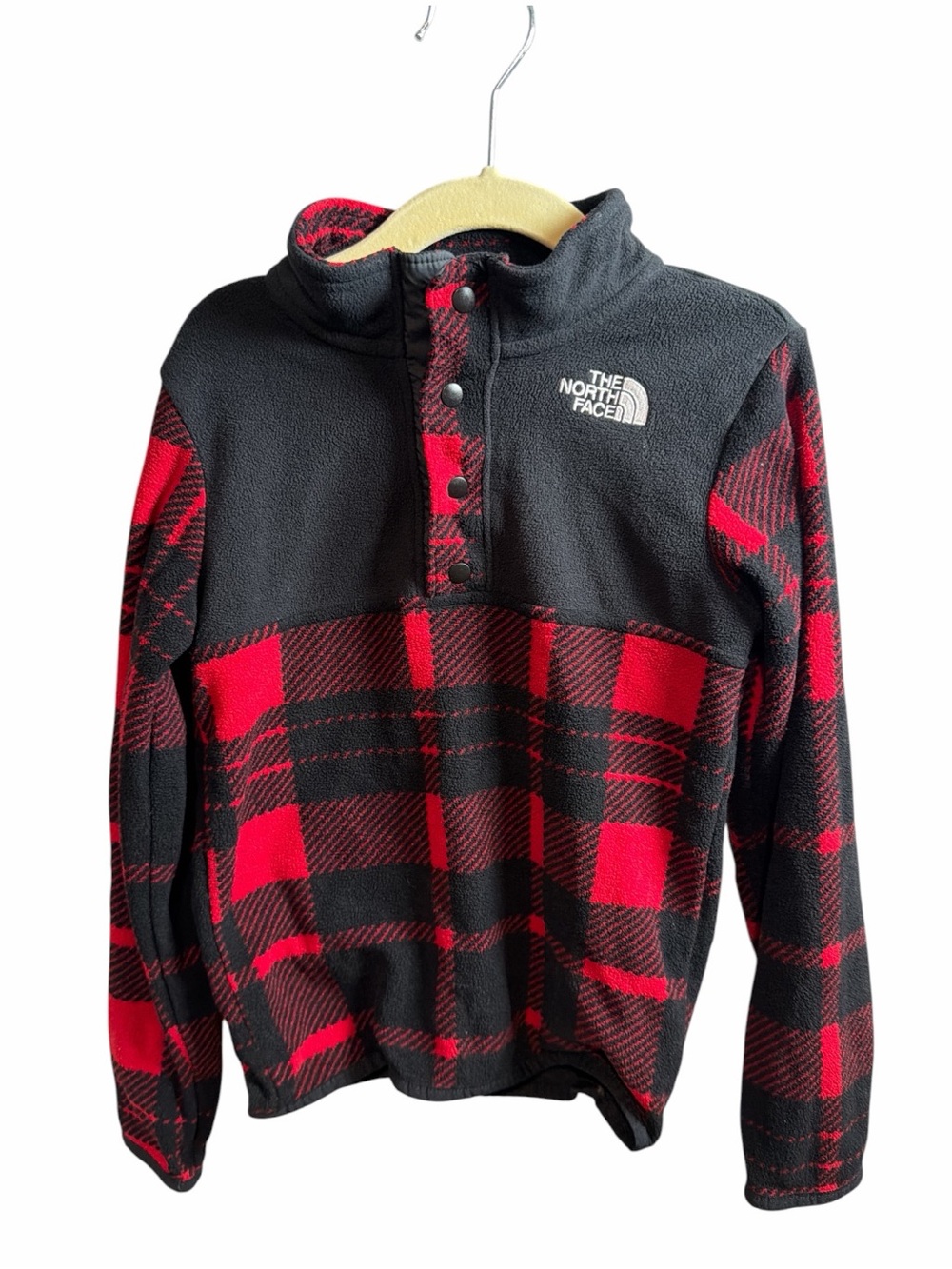 The North Face Kids Black & Red Buffalo Plaid Snap Pullover Fleece Size 5T